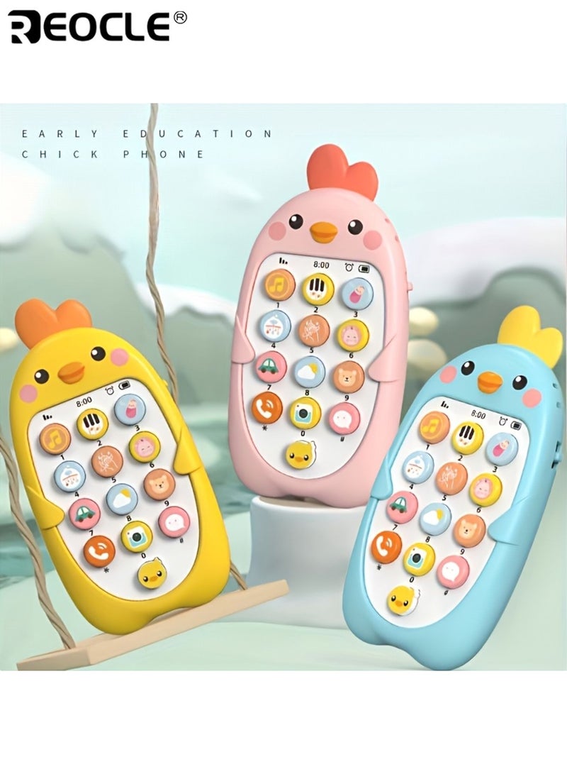 REOCLE Baby Dual Language Musical Phone Toy with Strip Detachable Teething Gum Early Educational Learning Machine Simulated Call Voice Molar Toy Safe Touch Downy Lamplight Suitable for 0-3 Years Old - Image 3