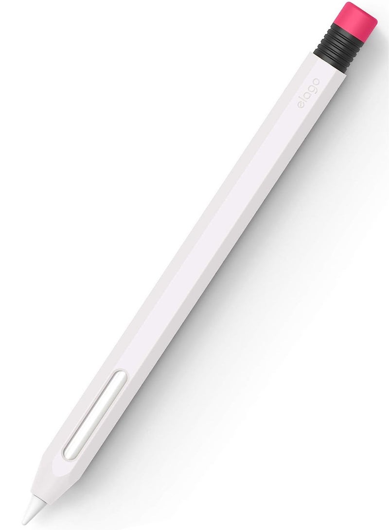 Elago Classic Pencil Case Cover for Apple Pencil 2nd Generation Sleeve, Classic Design, with Magnetic Charging and Double Tap - White - Image 1
