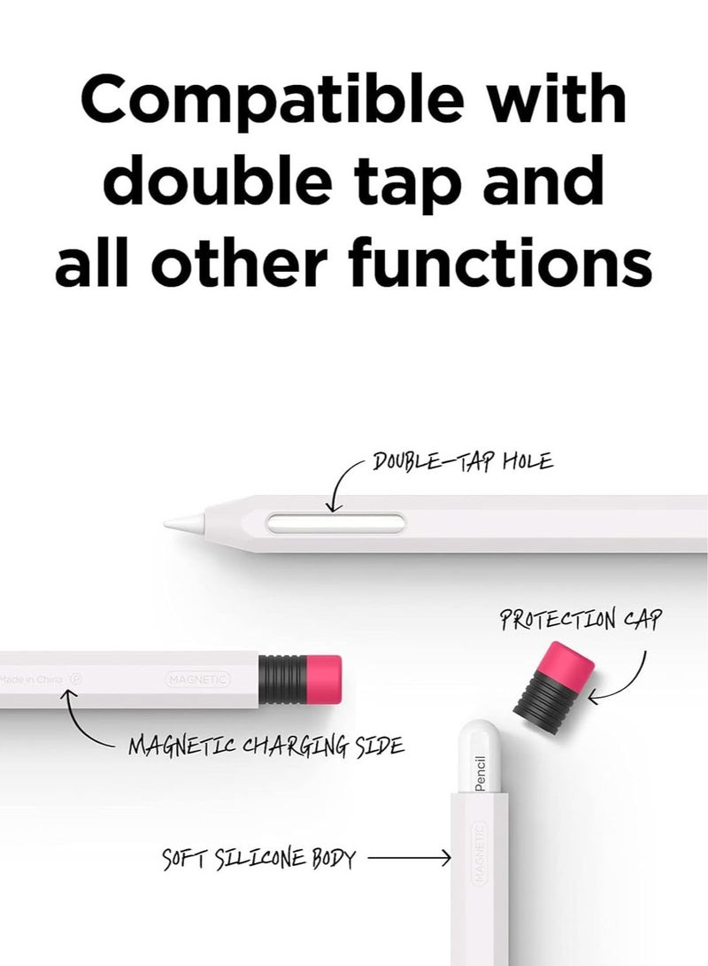 Elago Classic Pencil Case Cover for Apple Pencil 2nd Generation Sleeve, Classic Design, with Magnetic Charging and Double Tap - White - Image 2