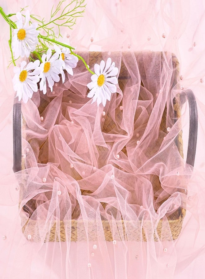 LuoluoHouse Blush Pearl Table Cloth: Wedding Table Runner Decor 10ft Tulle Fabric for Party Bridal Shower Wedding Arch Veil Lace Table Runner Decorations 60x120 Inch - Image 5