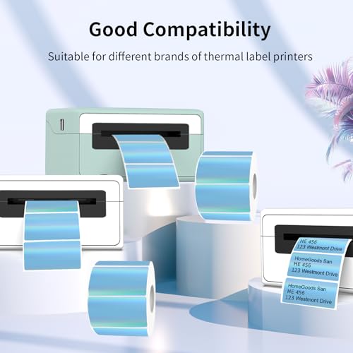 Yegawen Direct Thermal Label 2x1 Inch- Barcode Labels- Holographic Thermal Sticker Labels for Address, Shipping, Compatible with Rollo Label Printer & MUNBYN& Zebra (300 Labels/Blue) - Image 3