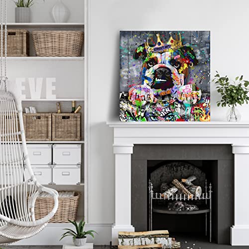 SIXTTART Dog Wall Art - Kid's Room Animal Wall Decor - Graffiti Playroom Art - Ready to Hang 20" x 20" - Image 4