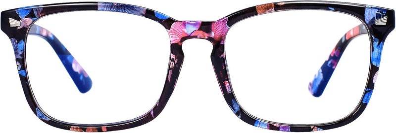MAXJULI Blue Light Blocking Glasses,Computer Reading/Gaming/TV/Phones Glasses for Women Men(Flower Black) - Image 1