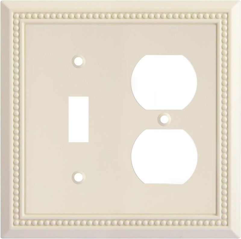 Henne Bery Sunken Pearls Heavy Duty Decorative Wall Plate Switch Plate Outlet Cover, Durable Solid Zinc Alloy (Toggle/Duplex, Light Almond) - Image 1