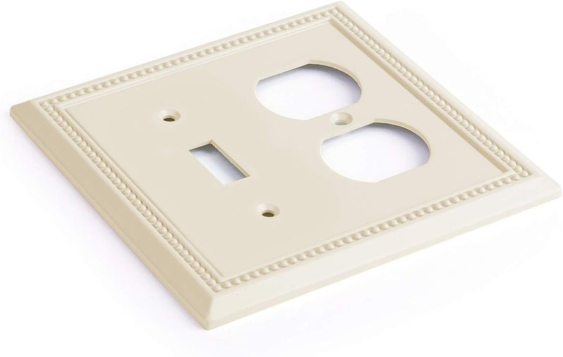 Henne Bery Sunken Pearls Heavy Duty Decorative Wall Plate Switch Plate Outlet Cover, Durable Solid Zinc Alloy (Toggle/Duplex, Light Almond) - Image 2