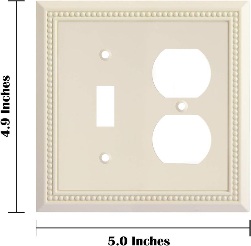 Henne Bery Sunken Pearls Heavy Duty Decorative Wall Plate Switch Plate Outlet Cover, Durable Solid Zinc Alloy (Toggle/Duplex, Light Almond) - Image 3