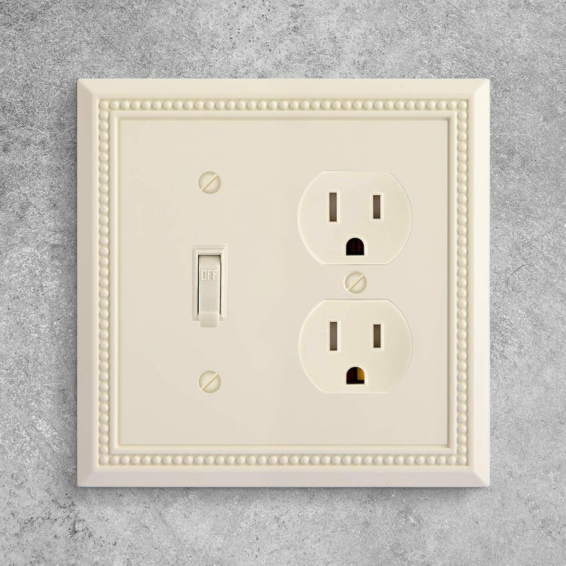 Henne Bery Sunken Pearls Heavy Duty Decorative Wall Plate Switch Plate Outlet Cover, Durable Solid Zinc Alloy (Toggle/Duplex, Light Almond) - Image 4