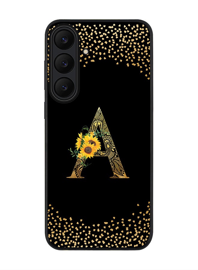 For Samsung Galaxy S25 FE Case,Slim fit Camera Protection, Shockproof Thin Phone cover  - Custom Floral Monogram - A ( Black )