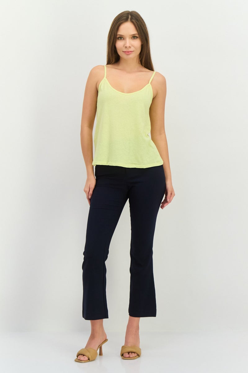 MANGO Women Scoop Neck Sleeveless Plain Top, Yellow - Image 4