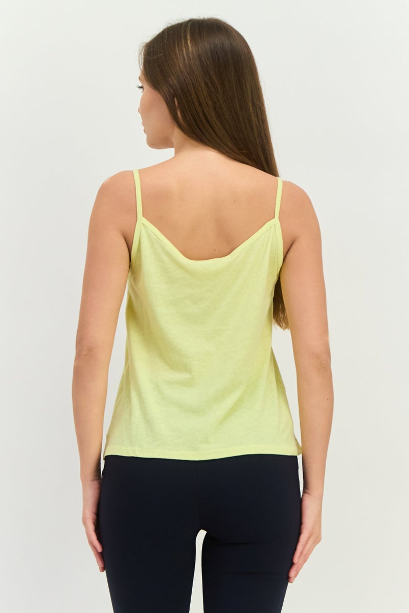 MANGO Women Scoop Neck Sleeveless Plain Top, Yellow - Image 3
