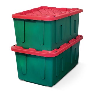 HOMZ 2Pack Durabilt Heavy Duty Plastic Storage Bins with Lids 27 Gallon GreenRed  Stackable Container Boxes for Holiday Attic and Garage Organization - pzsku/ZFF7051A42AE99EB0B22AZ/45/1750416829/d5fdc8c0-f632-4025-afc3-c3de57f3a335