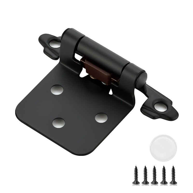 Ravinte Hardware 10 Pack (5 Pairs) 1/2 Inch Insert Kitchen Cabinet Hinges, Matte Black Self Closing Hinges For Kitchen Cabinet Doors, Semi-Concealed Cupboard Hardware, Face Mount Hardware, Black - Image 1