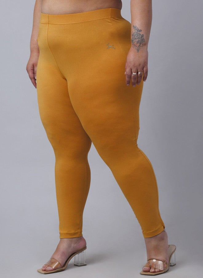 Trend Level Women Plus Size Mustard Yellow Regular Fit Casual Trousers - Image 2