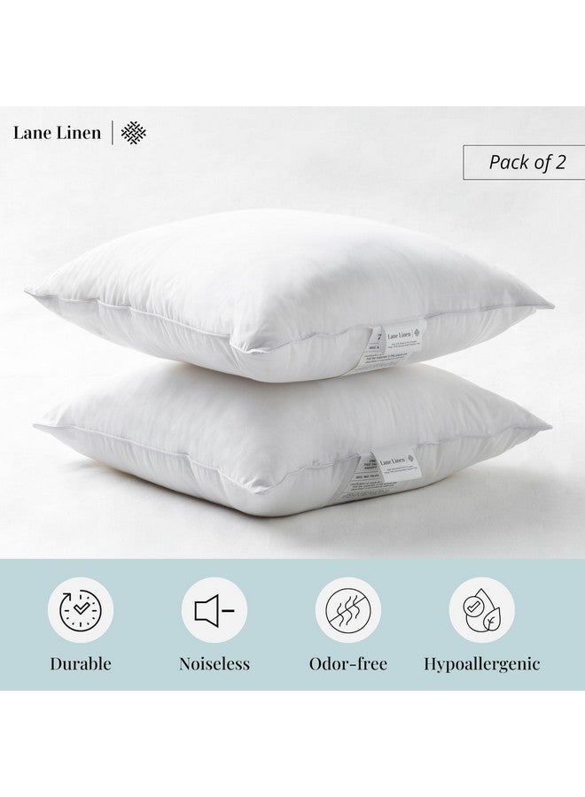 LANE LINEN LANE LINEN 18 x 18 Throw Pillow Insert - Pack of 2 White, Down Alternative Pillow Inserts for Decorative Pillow Covers, Throw Pillows for Bed, Couch Pillows for Living Room - Image 2