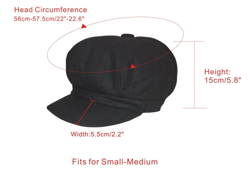 kilsel Women Beret Newsboy Hat, Fall Baker Boy Hat Women, 8 Panels Beret, Winter Paper Boy Cabbie Newspaper Boy Hat Black - Image 3