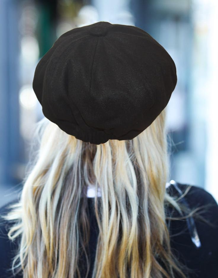 kilsel Women Beret Newsboy Hat, Fall Baker Boy Hat Women, 8 Panels Beret, Winter Paper Boy Cabbie Newspaper Boy Hat Black - Image 5
