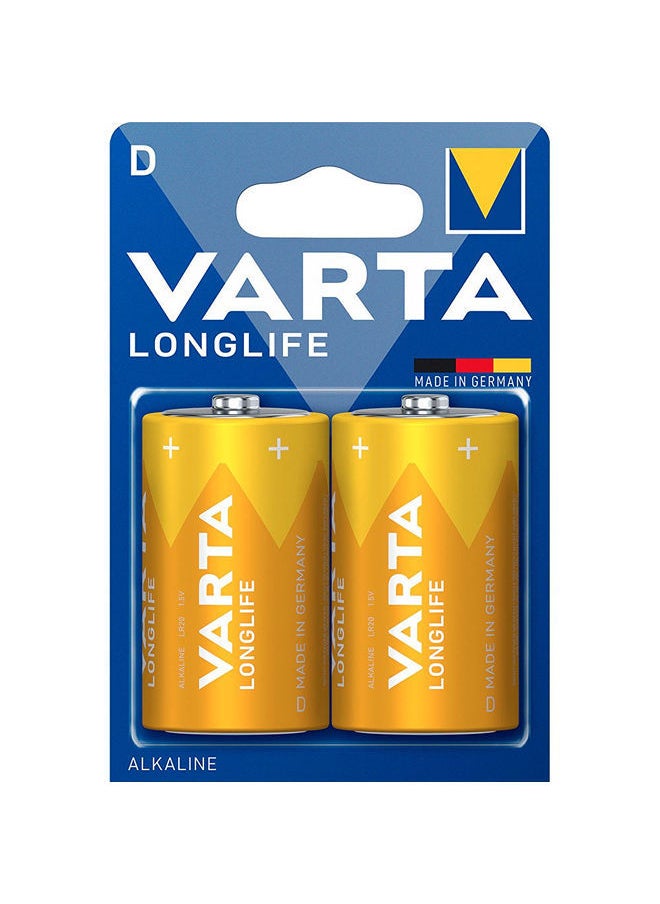 VARTA Long life Mono Batteries Pack of 2 , D battery Alkaline-manganese 1.5 V , Remarkable capacity Powerful solution for your power-hungry devices , Made in Germany 