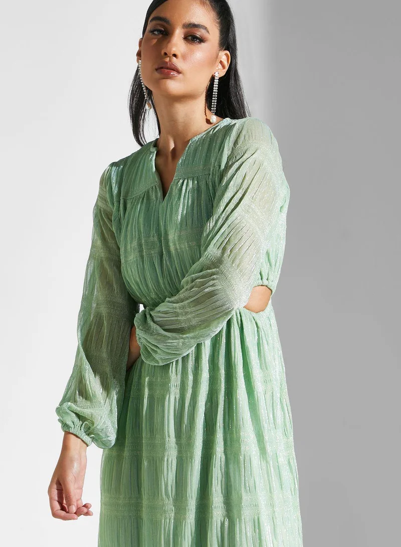 Golden Apple Cutout Sheer Maxi Dress