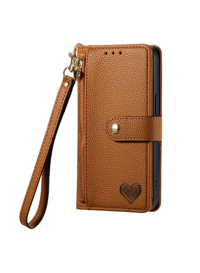 Zaboon Case For iPhone 12 / 12 Pro Love Zipper Lanyard Leather Phone Case - Image 2