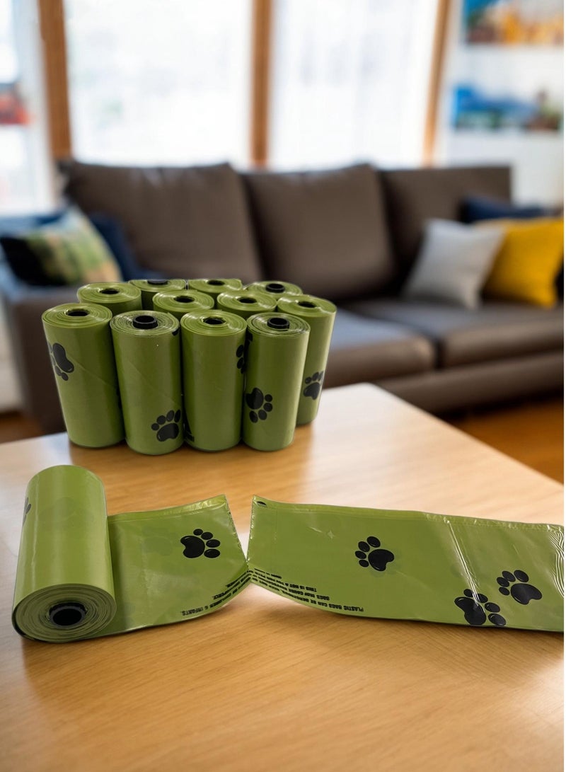 12 Rolls (180 Bags) Green Dog Poop Bags with Portable Dispenser | Extra Thick, Leak Proof & Biodegradable Pet Waste Bags - Image 3