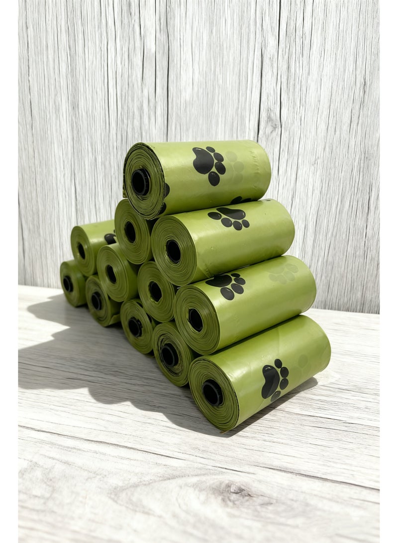 12 Rolls (180 Bags) Green Dog Poop Bags with Portable Dispenser | Extra Thick, Leak Proof & Biodegradable Pet Waste Bags - Image 2