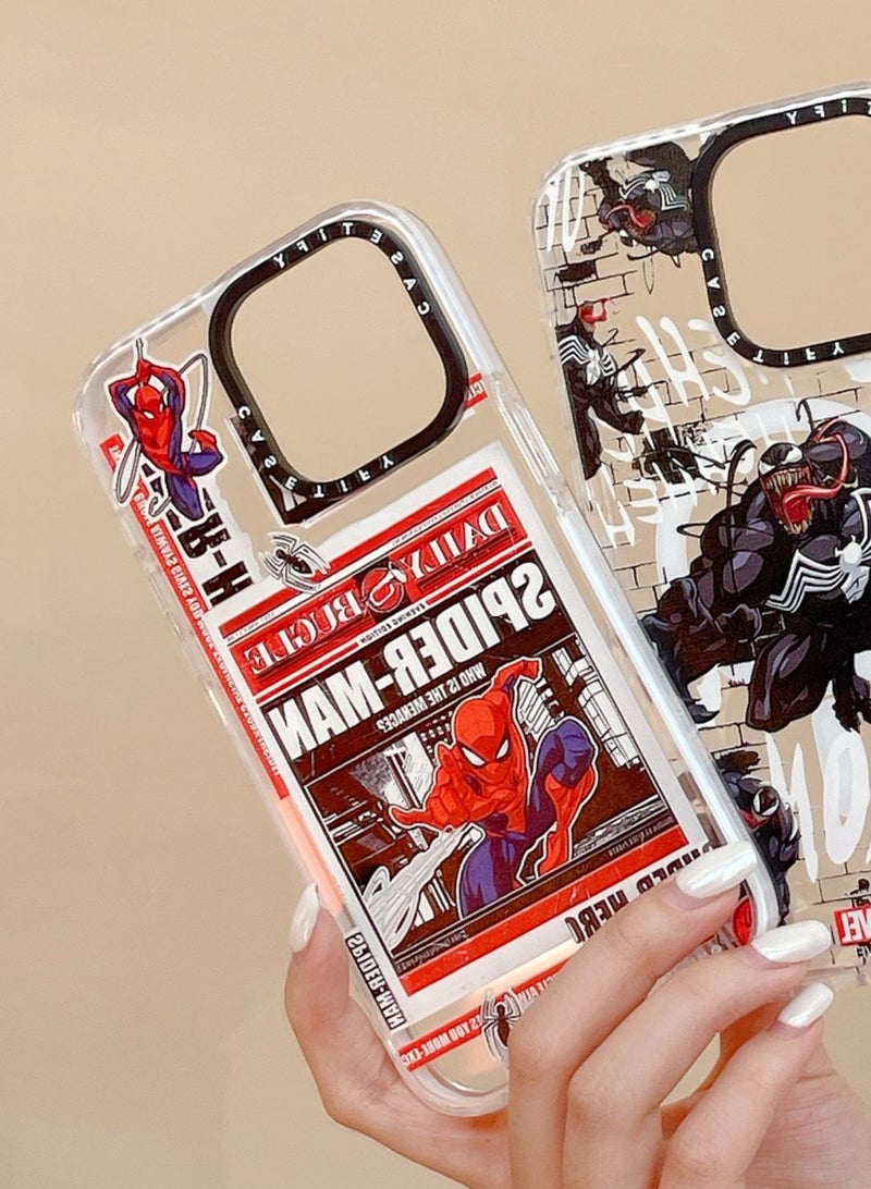 Casetify Apple iPhone 15 Pro Max Case,Fighting Spider-Man Magnetic Adsorption Phone Case - Semi transparent - Image 2