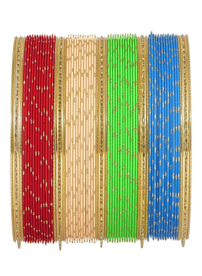 NMII Non-Precious Metal Base Metal with Zircon Gemstone Studded worked Or Polka Dots Glossy Finished Bangle Set For Women and Girls, (MultiColour_2.8 Inches), Pack Of 146 Bangle Set - Image 2