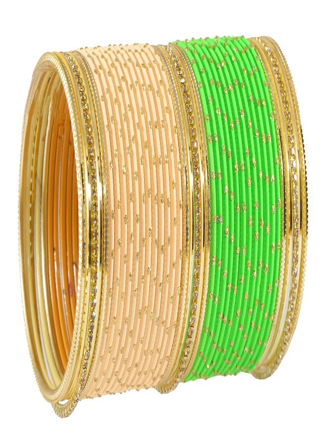 NMII Non-Precious Metal Base Metal with Zircon Gemstone Studded worked Or Polka Dots Glossy Finished Bangle Set For Women and Girls, (MultiColour_2.8 Inches), Pack Of 146 Bangle Set - Image 4