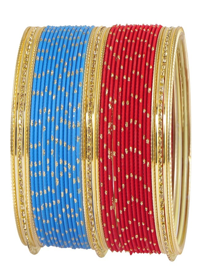 NMII Non-Precious Metal Base Metal with Zircon Gemstone Studded worked Or Polka Dots Glossy Finished Bangle Set For Women and Girls, (MultiColour_2.8 Inches), Pack Of 146 Bangle Set - Image 3