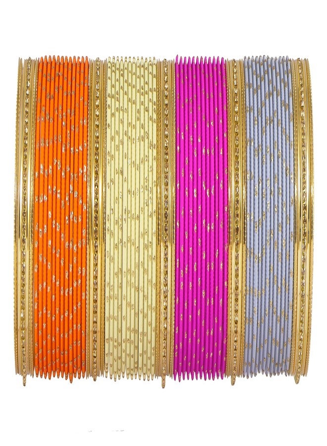 NMII Non-Precious Metal Base Metal with Zircon Gemstone Studded worked Or Polka Dots Glossy Finished Bangle Set For Women and Girls, (MultiColour_2.8 Inches), Pack Of 146 Bangle Set - Image 5