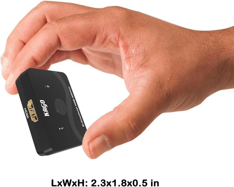 KAGO HDMI Switch 2 in 1 Out,HDMI Splitter 1 in 2 Out,Bi-Directional 4k@60hz HDMI Hub Supports Xbox PS5/4/3 Blu-Ray TV Fire Stick Roku Laptop PC, YZ-AB-S-1 - Image 4
