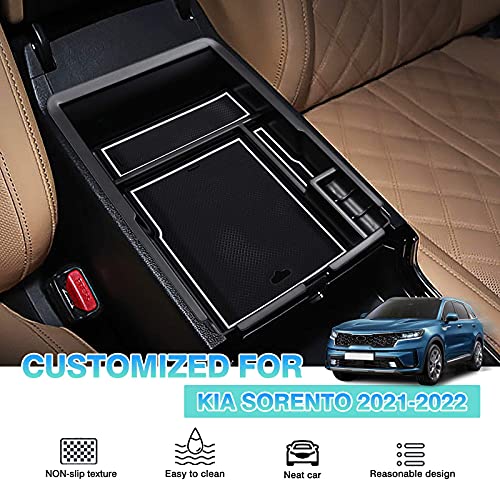 Autorder Center Console Organizer for Kia Sorento 2021-2026 Accessories Armrest Storage Box Secondary Insert Tray with 2 Color Mats - Image 2