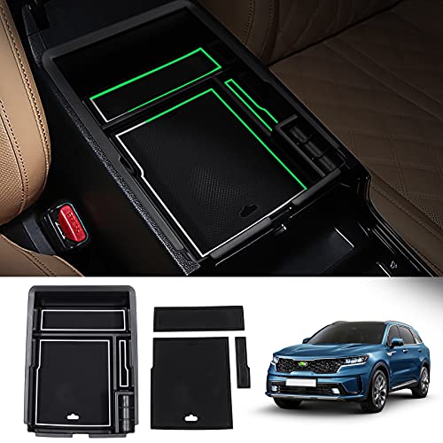 Autorder Center Console Organizer for Kia Sorento 2021-2026 Accessories Armrest Storage Box Secondary Insert Tray with 2 Color Mats - Image 1