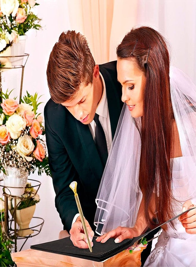 HingoFuni MiDube Signing Pen and Acrylic Holder Set Pen for Wedding Bridal Guest Sign in Attached to Desk Ceremony Graduation Office for Guest Book Ballpoint Reception Counter Desk 2 Piece Set - Image 5