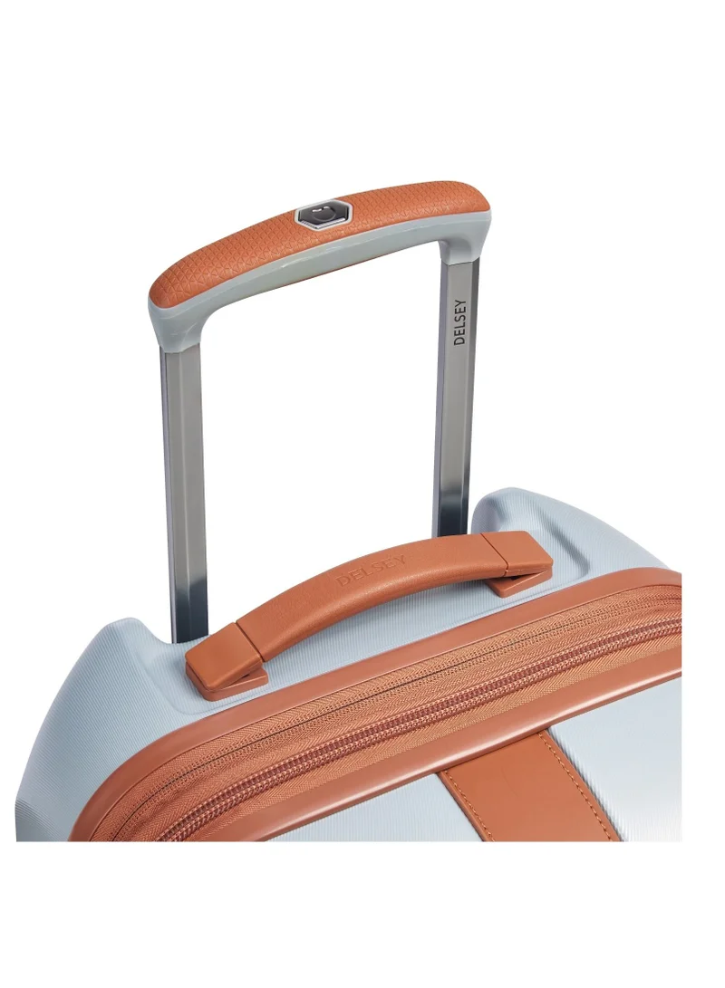 DELSEY Paris Promenade Hard 2.0 55cm Hardcase 4 Double Wheel Expandable Cabin Luggage Trolley Silver