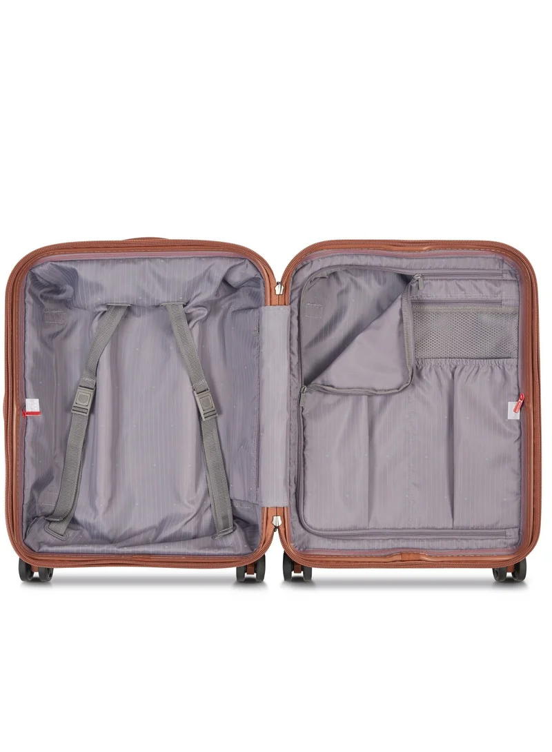 DELSEY Paris Promenade Hard 2.0 55cm Hardcase 4 Double Wheel Expandable Cabin Luggage Trolley Silver