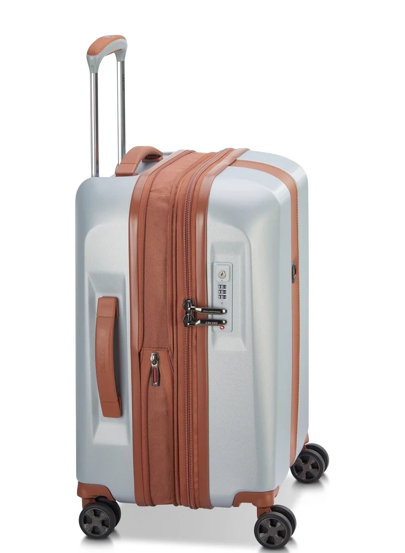 DELSEY Paris Promenade Hard 2.0 55cm Hardcase 4 Double Wheel Expandable Cabin Luggage Trolley Silver