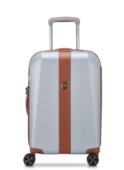 DELSEY Paris Promenade Hard 2.0 55cm Hardcase 4 Double Wheel Expandable Cabin Luggage Trolley Silver