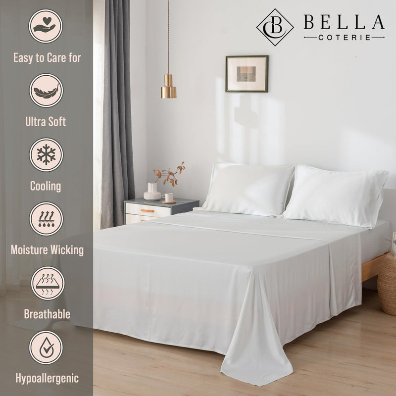 BC BELLA COTERIE Bella Coterie Luxury Bamboo Viscose King Size Sheet Set | 100% Organically Grown | Ultra Soft | Cooling for Hot Sleepers | 18" Deep Pocket [Striped Coastal Blue] - Image 2