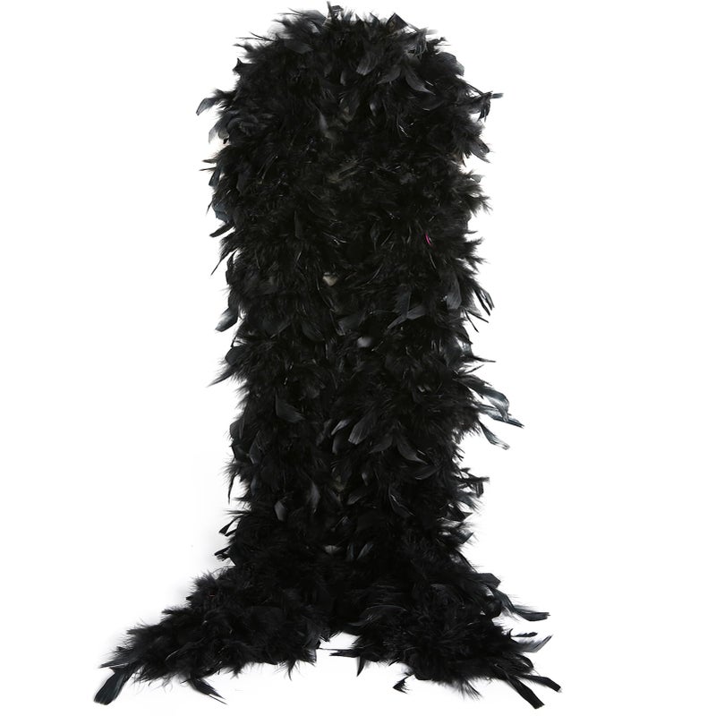 THARAHT Black Chandelle Turkey Feather Boa 2Yard 38g for DIY Craft Home Dancing Wedding Party Halloween Costume Decoration Feather Boa - Image 1