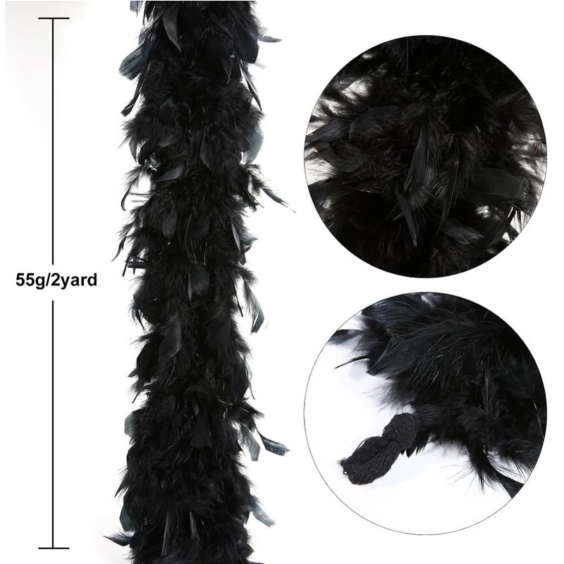 THARAHT Black Chandelle Turkey Feather Boa 2Yard 38g for DIY Craft Home Dancing Wedding Party Halloween Costume Decoration Feather Boa - Image 2