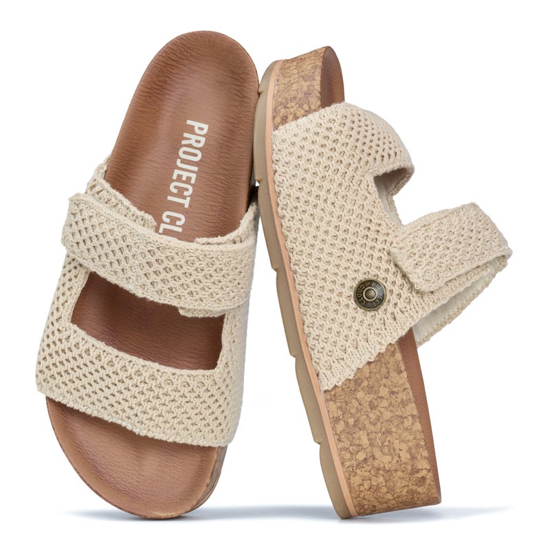 Project Cloud 100% Genuine Leather Platform Sandals Women Footwear-Beach Essentials Summer Wedges with Plush and Soft Insole-Non Slip&Lightweight Wedge Sandals For Women 2026 (Prime,NATCRO,6.5) - Image 1