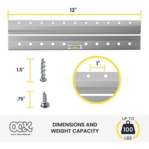OOK French Cleat, Picture and Mirror Hanger with Hardware, 100lb, Aluminum, 533208 - Image 4