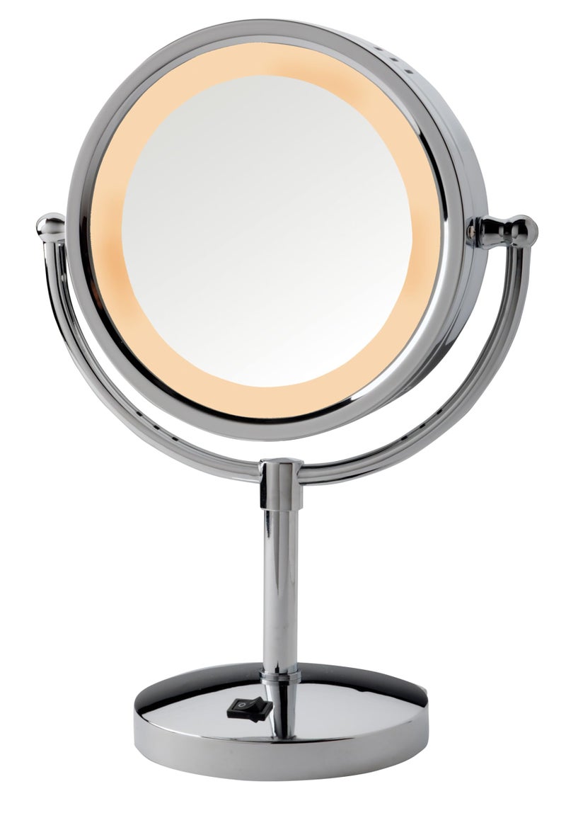 JERDON LED Lighted Makeup Mirror with 5X Magnification – Tabletop Magnifying Mirror with 8.5" Diameter - Chrome Finish - Model HL745CO - Image 1