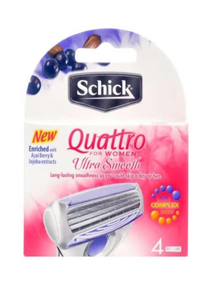 schick 4-Cartridges Quattro Refill 10cm 