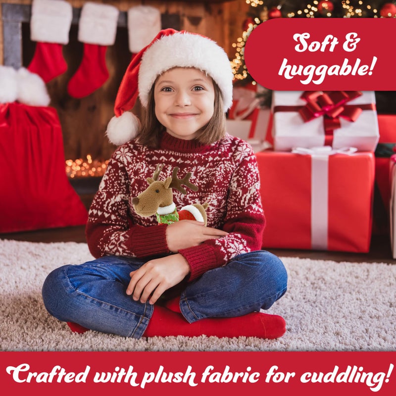 SCS Direct Reindeer Plush 12" Christmas Pet Stuffed Animal - Cute Pet Deer Rudolph Doll Toy with Coat and Scarf, Animal Decorations, Great Gifts for Kids, Fall Winter Xmas Holiday House Decor - Image 4