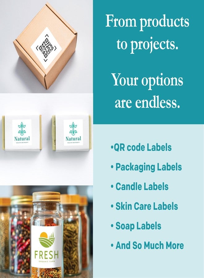 Premium Label Supply White Sticker Square Labels - 2.5" x 2.5" - Laser/Inkjet Compatible - (12 per Sheet), 25 Sheets - 300 Total Adhesive Labels - Image 2