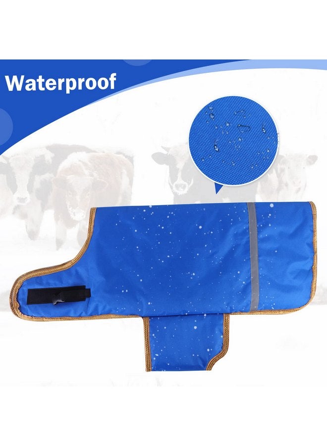 Jranter 2 Pcs Calf Blankets Jacket for Calves - Keep Calves Warm, Soft Calf Cow Warm Clothes Comfortable Freezing Resistance Cold Proof Oxford Cloth Waterproof (Blue Two Pieces with Fleece Lining) - Image 4