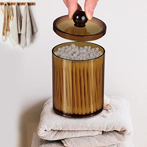SheeChung 6 Pack Qtip Dispenser Apothecary Jars Bathroom with Labels - Qtip Holder Storage Canister Clear Plastic Acrylic Jar for Cotton Ball,Cotton Swab,Cotton Rounds,Floss Picks, Hair Clips (Bronze) - Image 5