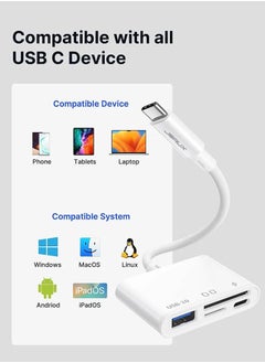 4 في 1 USB-C Micro SD Card Readercharging وتوصيل أجهزة إضافية بفتحات USB